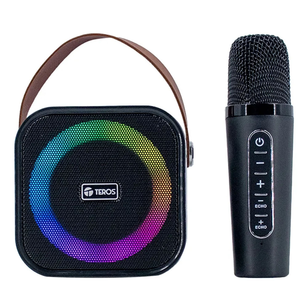 Parlante Karaoke Inalámbrico Teros Usb Iluminación Led Negro - TEROS TE-6013N PARL0016