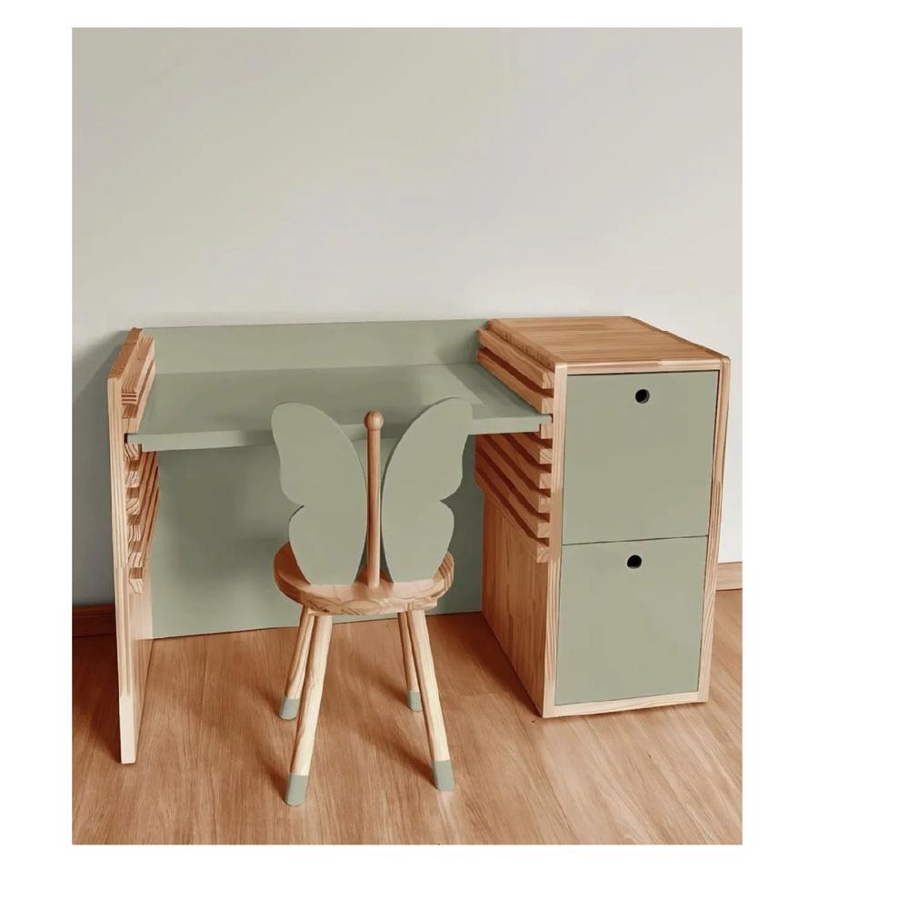 Escritorio Infantil Buzzer Altura regulable color Verde Agave 2 cajones TU MESITA