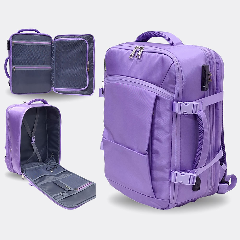 Mochila Viajera Kengar Modelo Trendy - Lila