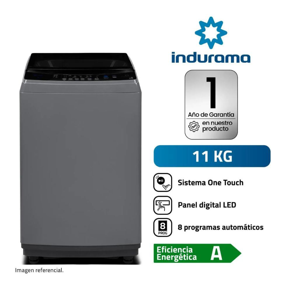 LAVADORA 11 Kg INDURAMA LRI-11DGR Gris