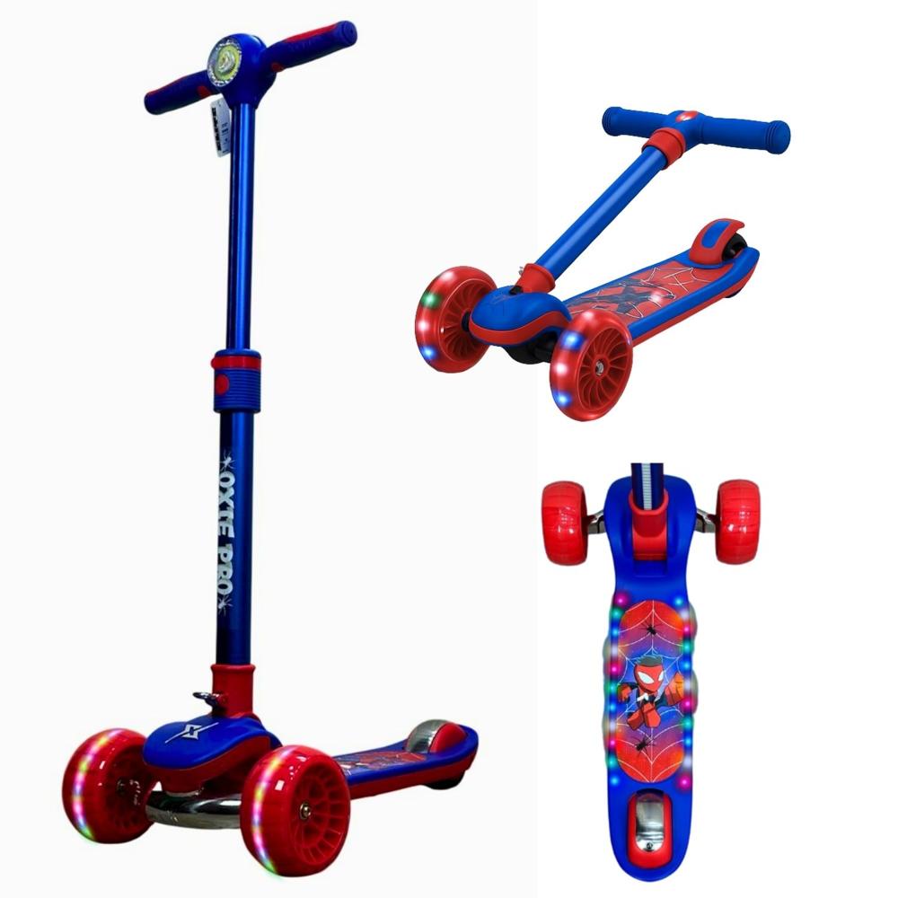 Scooter para niños de 3 a 12 años con luces LED, Bluetooth y freno trasero Rojo