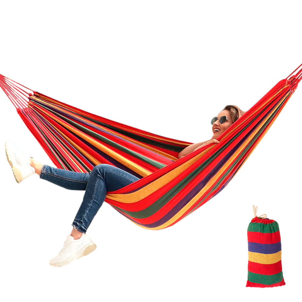Hamaca Colgante con Funda Portátil Multicolor Rojo HF8