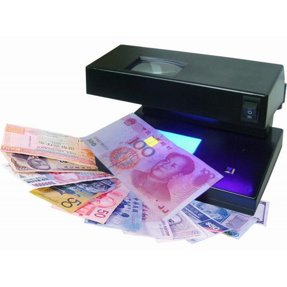 Detector de Billetes Falsos AD-2138 con Luz UV y Lupa Soles Dólares y Euros