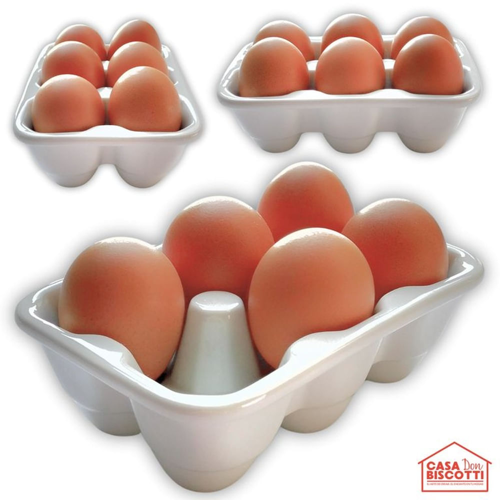 Huevera de Cerámica Blanca para 6 Huevos - Porta Huevos Elegante Aesthetic - Soporte para Huevos