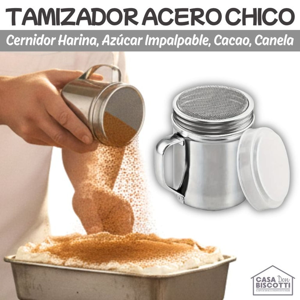 Cernidor de Acero Inoxidable de Malla Fina y Tapa para Repostería Fina