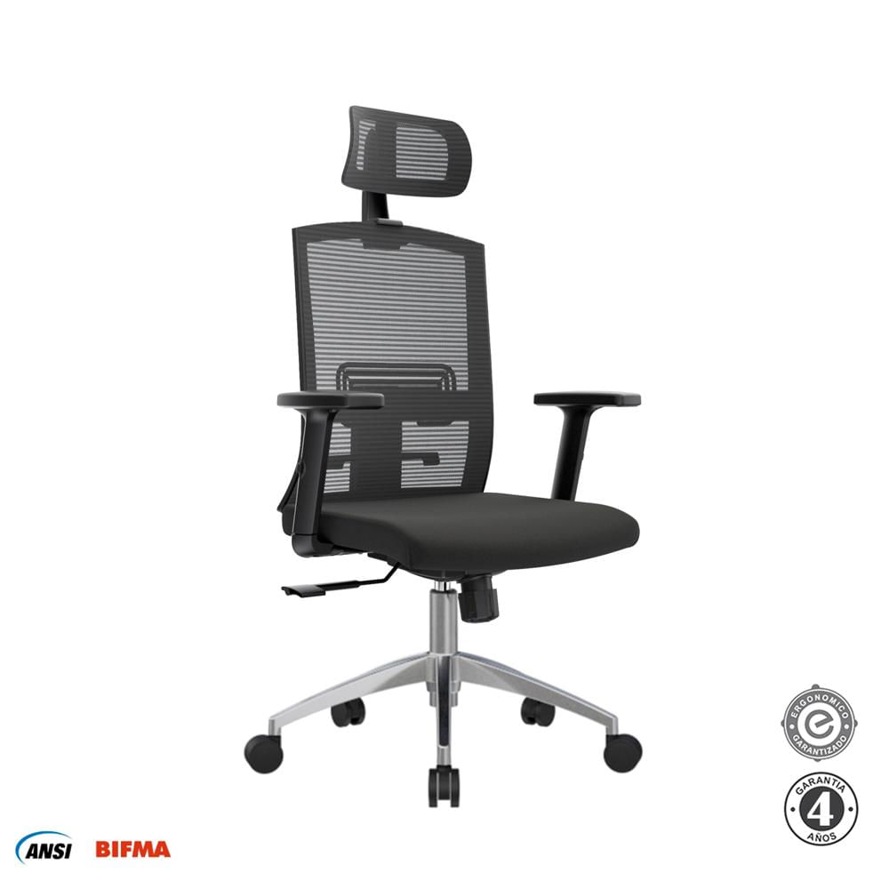 Silla Ergonómica Monk Syncro Presidente Aluminio Negro Althea Confort