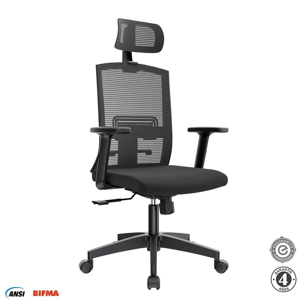 Silla Ergonómica Monk Syncro Presidente Nylon Negro Althea Confort