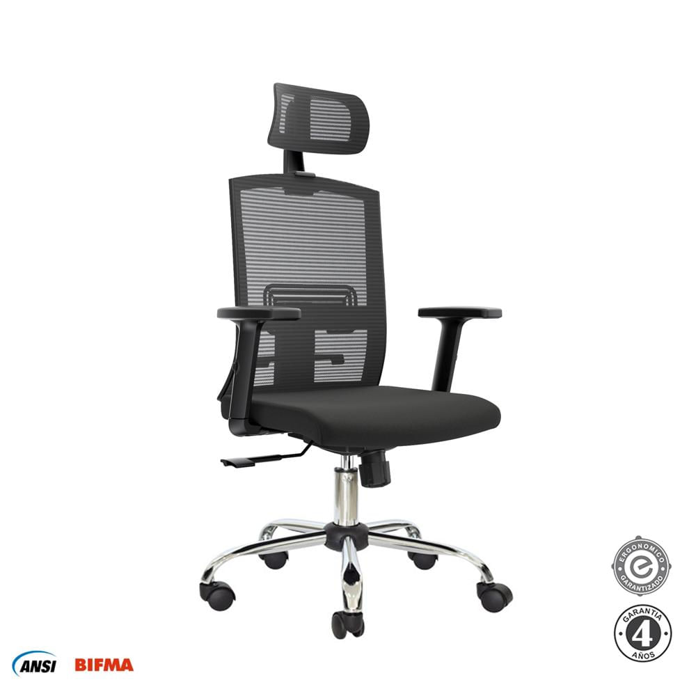 Silla Ergonómica Monk Syncro Presidente Cromado Negro Althea Confort