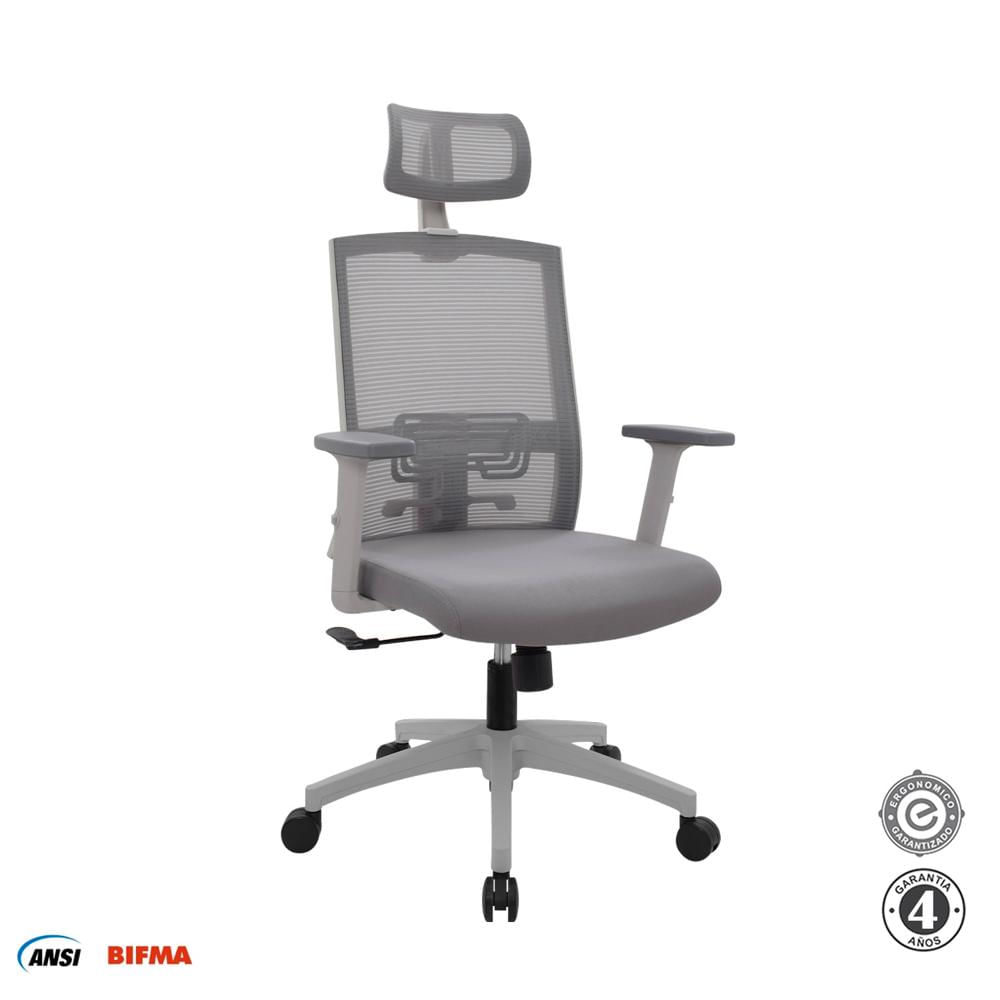 Silla Ergonómica Monk Syncro Presidente Nylon Gris Althea Confort
