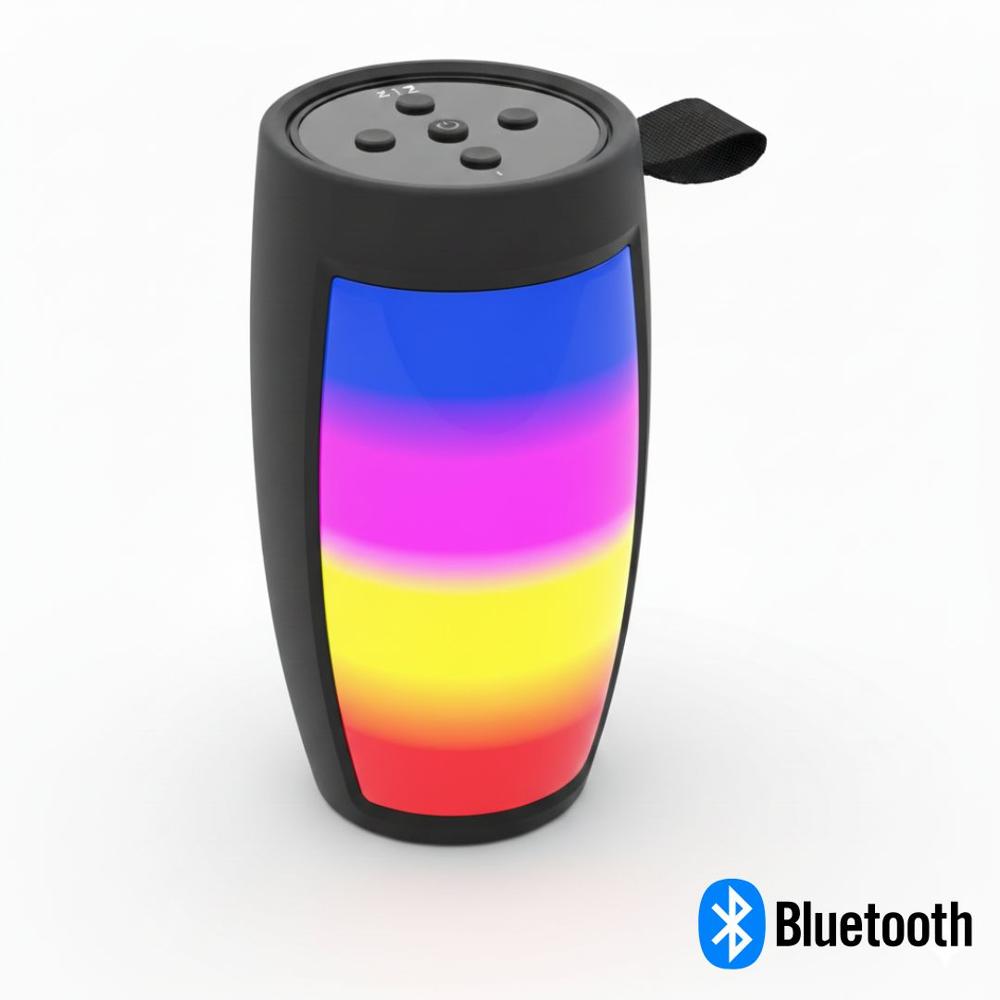 Parlante Portátil Bluetooth con Luz LED Multicolor USB Tarjeta TF y Radio FM 1201