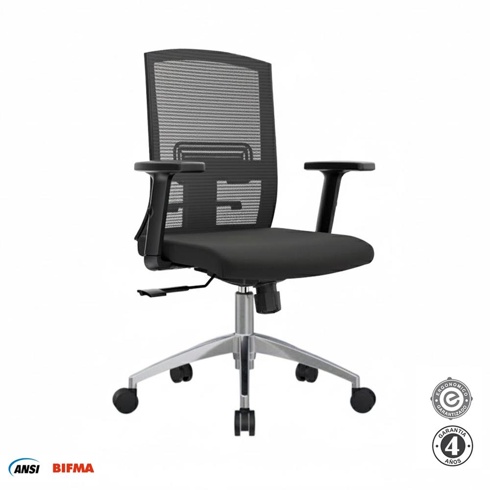 Silla Ergonómica Monk Syncro Gerente Aluminio Negro Althea Confort