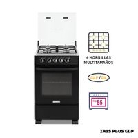 COCINA DE PIE OEM A GAS 4 HORNILLAS NEGRO - IRIS PLUS GLP