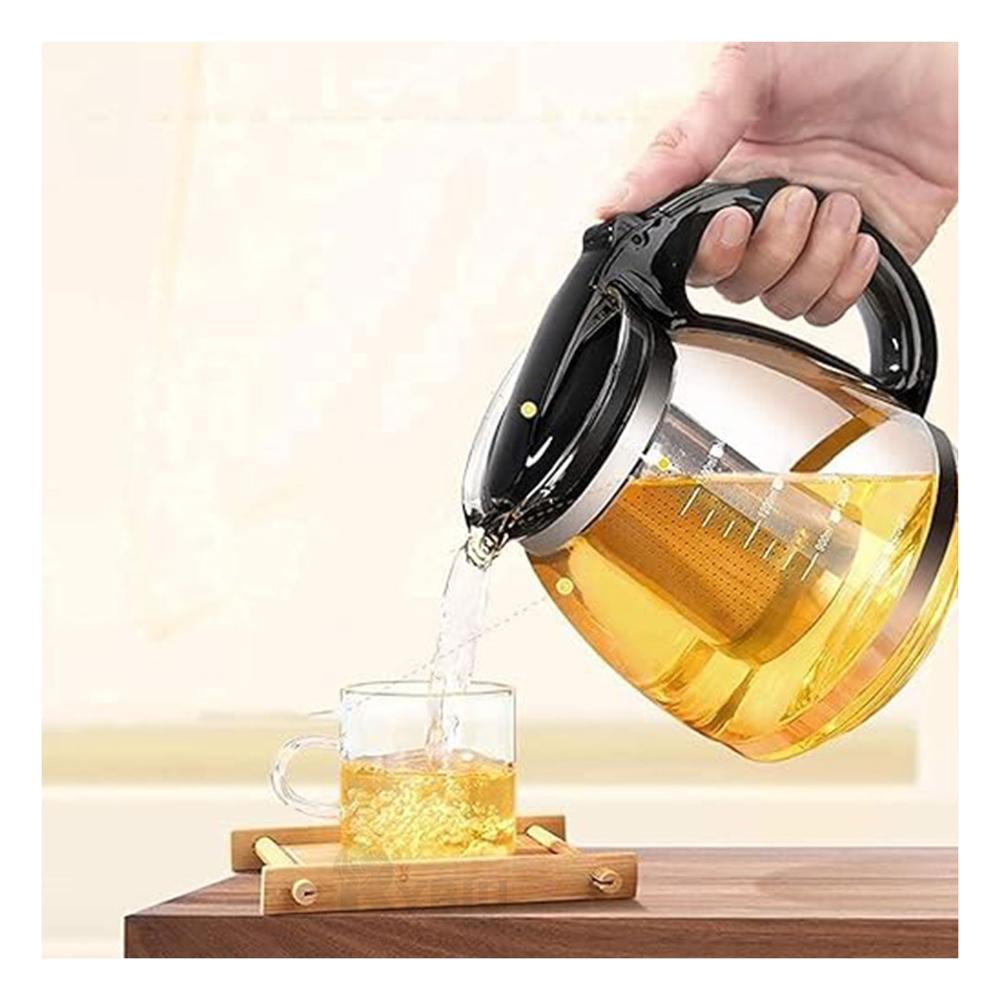 Tetera de Vidrio para Te en Tono Negro 1.5 Lt Y+Papel de Regalo