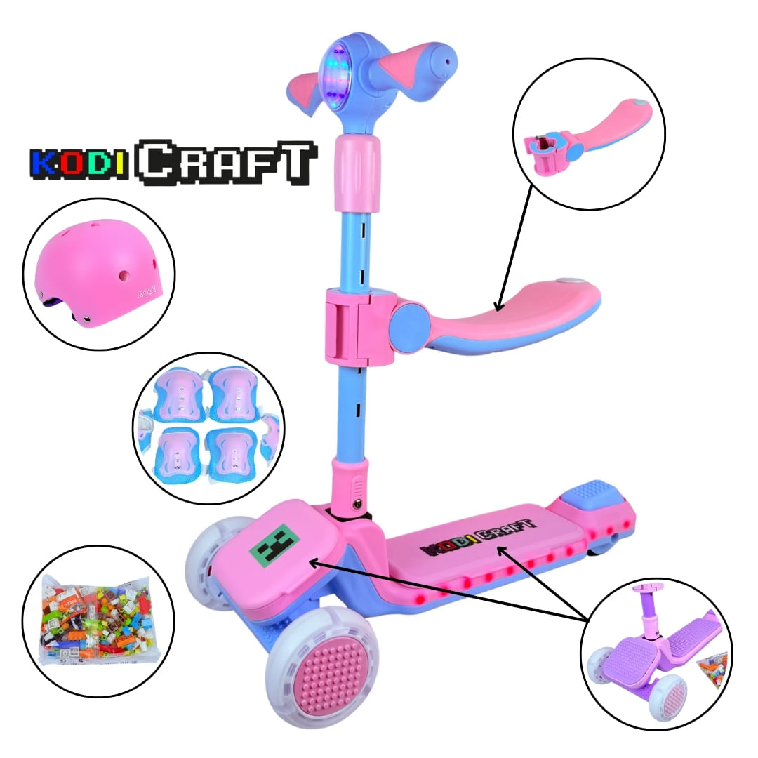 SCOOTER DE NIÑO KODI CRAFT - CELESTE - ROSADO