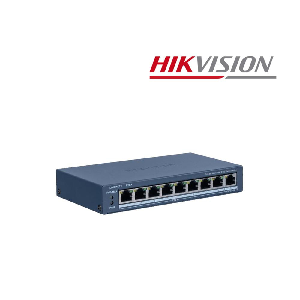 Switch PoE Monitoreable Hikvision DS-3E1309P-EI/M administrable 9 puertos 100Mps