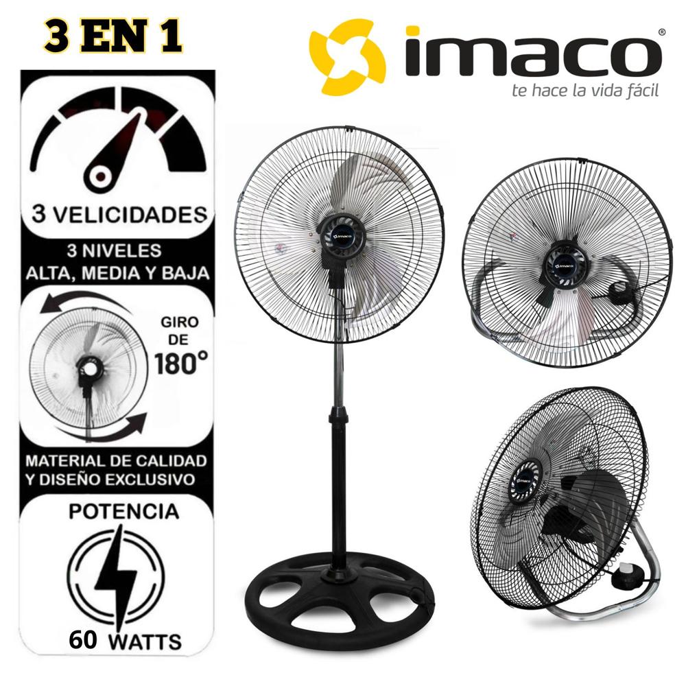 Ventilador Imaco FSM 2060 20"" 3 en 1 Pedestal Mesa y Pared Negro