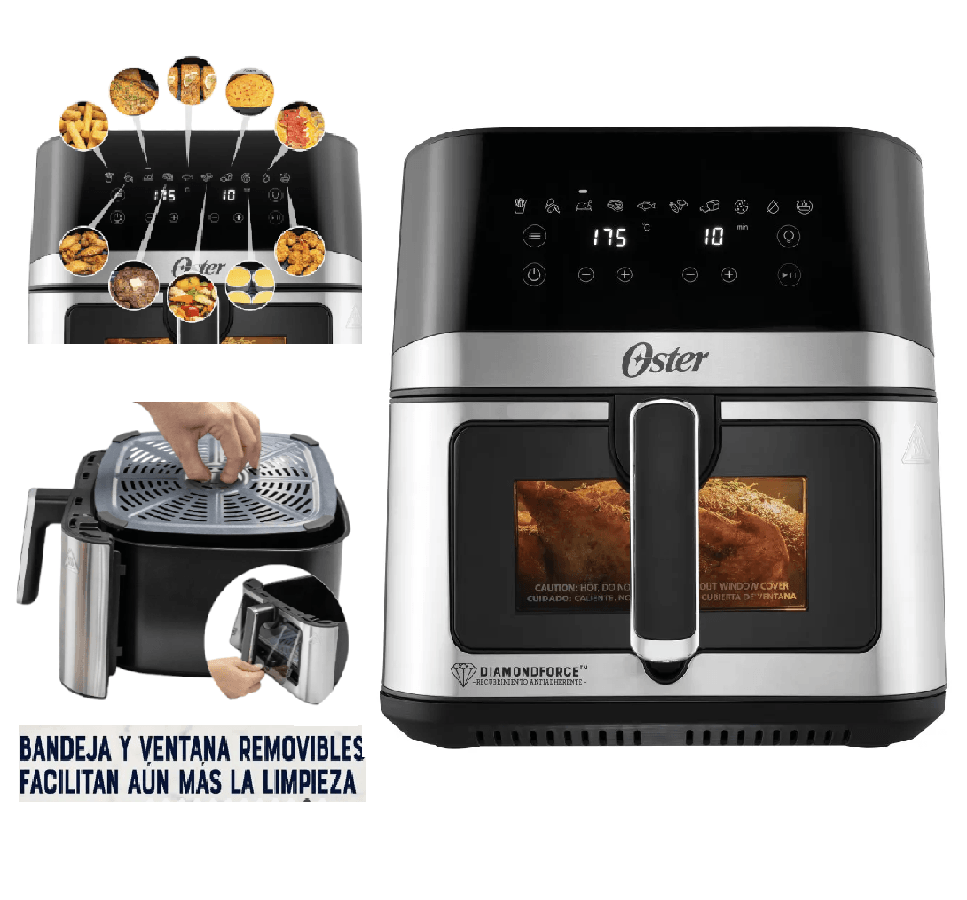 Freidora de Aire Digital Oster 7Lts con Ventana y luz CKSTAF75WDSSDF