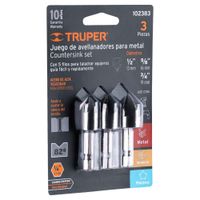 Juego de Brocas Avellanadoras HSS 1/4"" Hex para Madera,Metal y Plástico 3 Piezas Truper 102383
