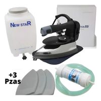 Plancha a Vapor New Star Pesada 300L con 3 Zapatas 1 Filtro de Agua Desmineralizador