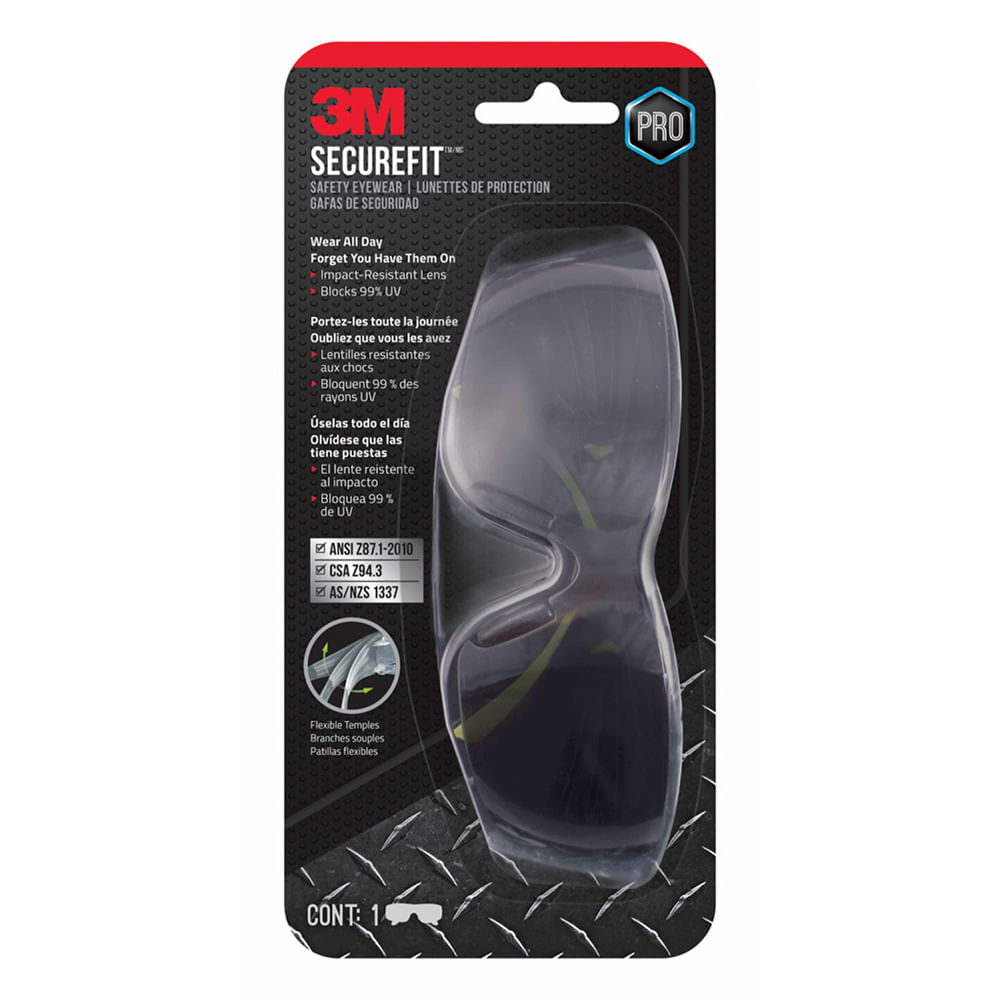 Lentes de Seguridad 3M SecureFit 400 gris Antivaho