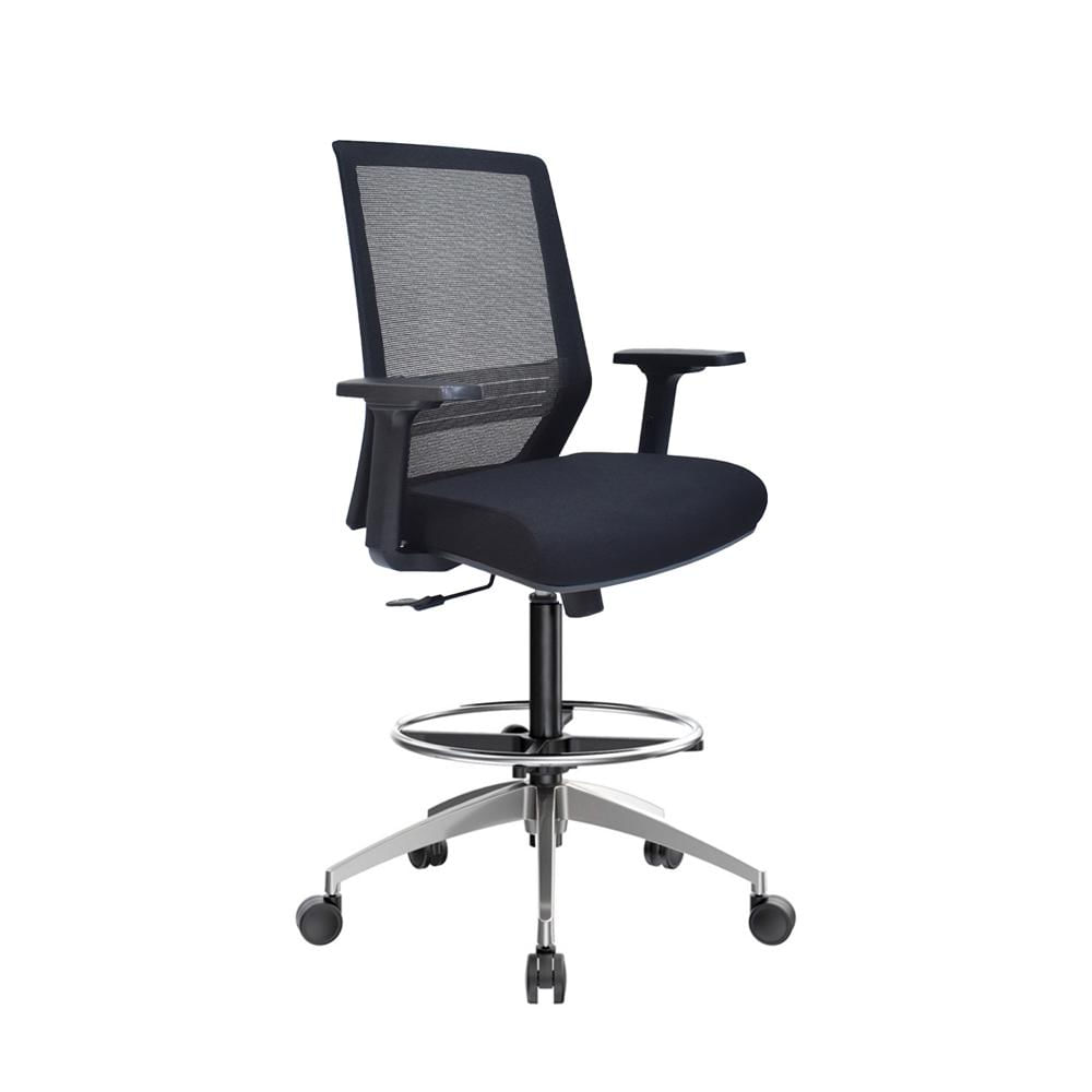 Silla Cajero Ergonómico Musk Negro Base Aluminio Aro Cromado Ofideas