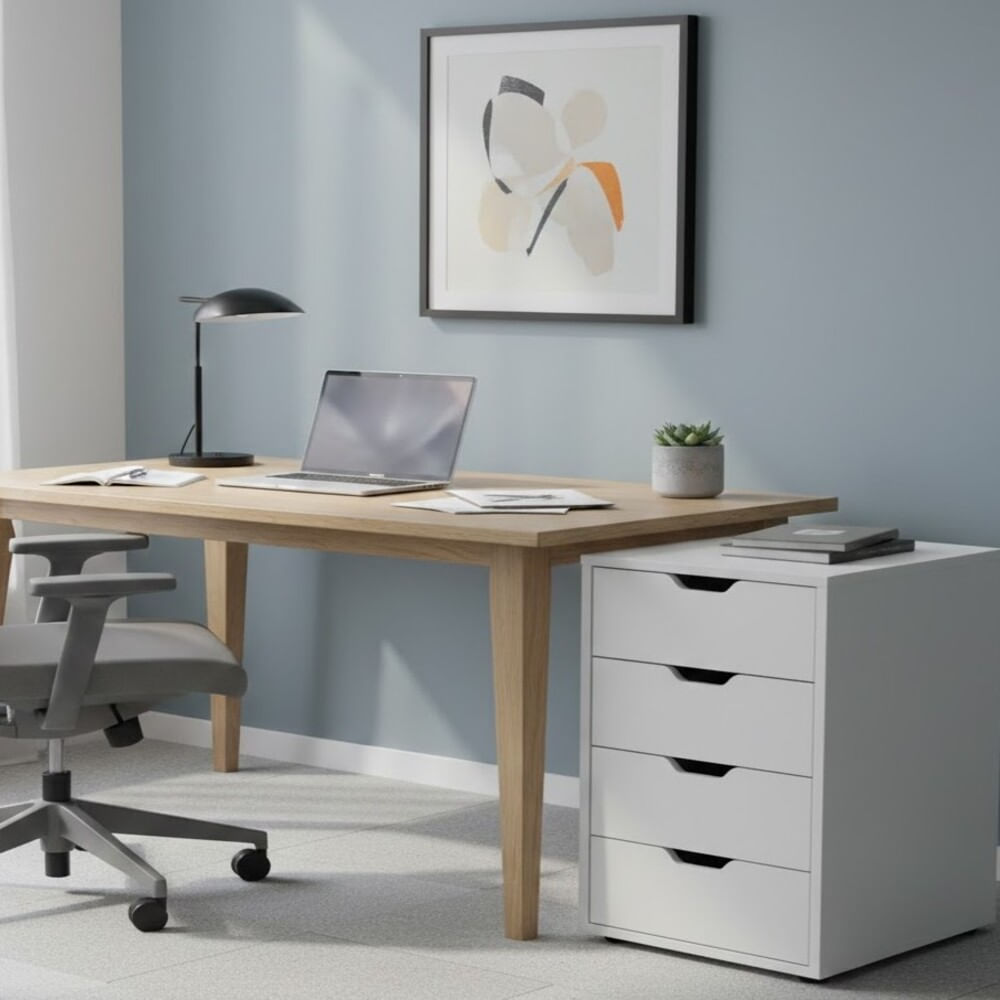 Cajonera vintage 4 cajones melamina Blanca