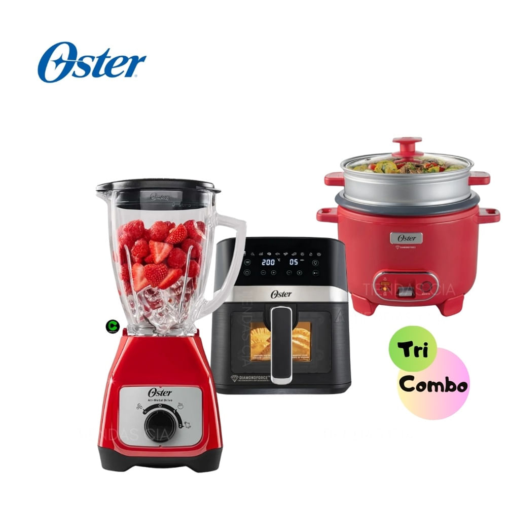TriCombo Oster Licuadora BLSTKAGRRD + Freidora y Olla Arrocera