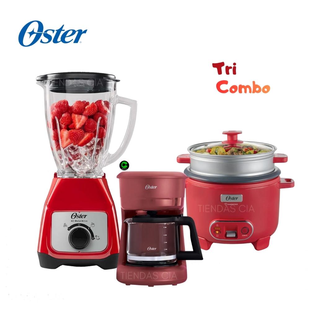 TriCombo Oster Licuadora BLSTKAGRRD + Cafetera BVSTDCS51R y Olla Arrocera