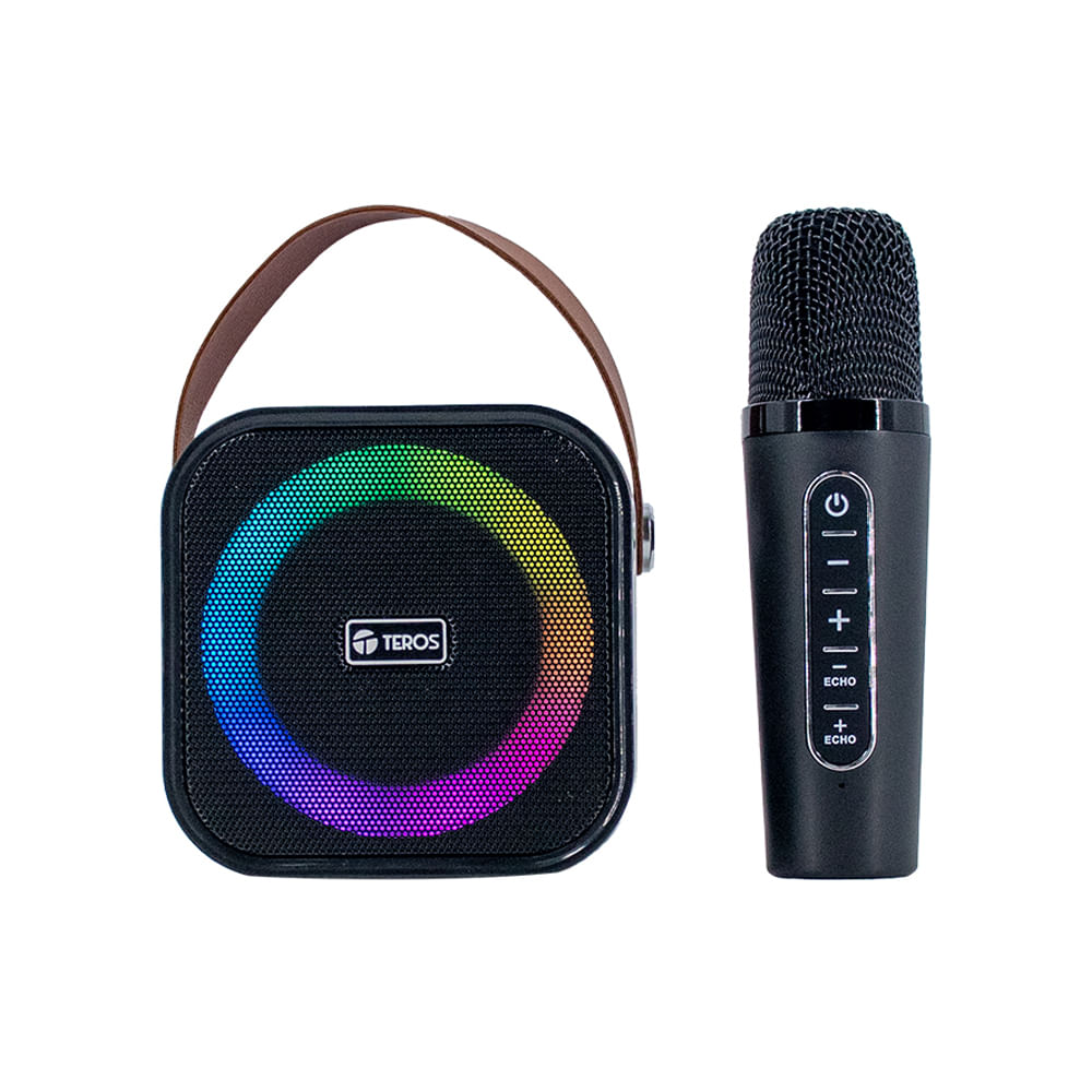 Parlante Karaoke Inalámbrico TEROS TE 6013N 10W Bluetooth 5 4 USB Iluminación LED Color Negro