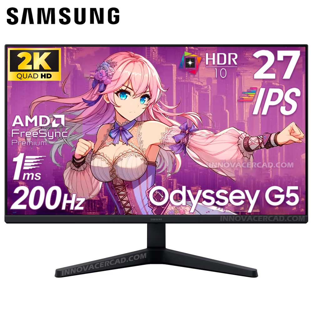 Monitor Samsung Gaming Odyssey G5 LS27FG530ELXPE de 27 QHD 200Hz 1Ms IPS HDR10 FreeSync Premium