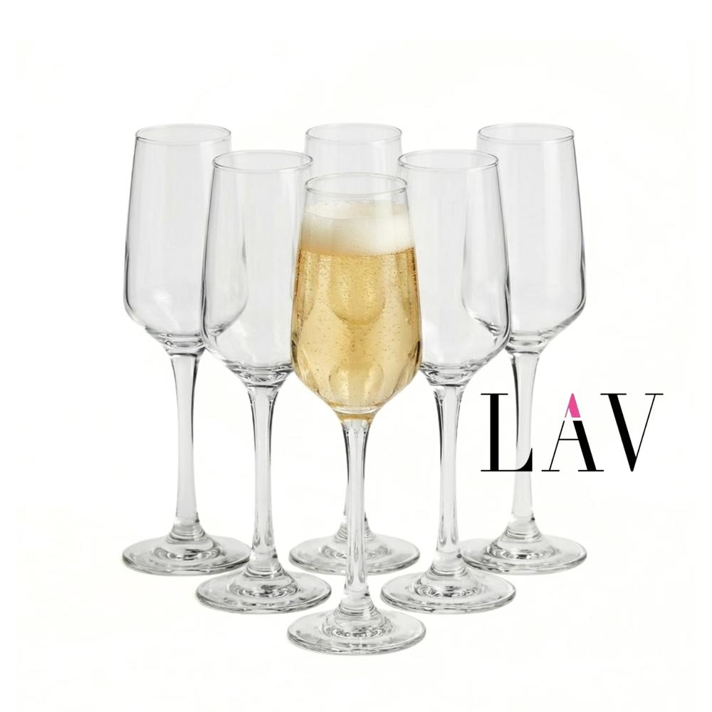 Copas Flute para Champagne Set x6 Copas de Vidrio LAV