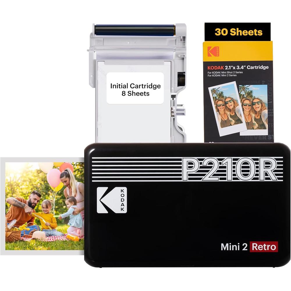 IMPRESORA FOTOGRÁFICA PORTÁTIL CON HOJAS MINI 2 RETRO KODAK | NEGRO