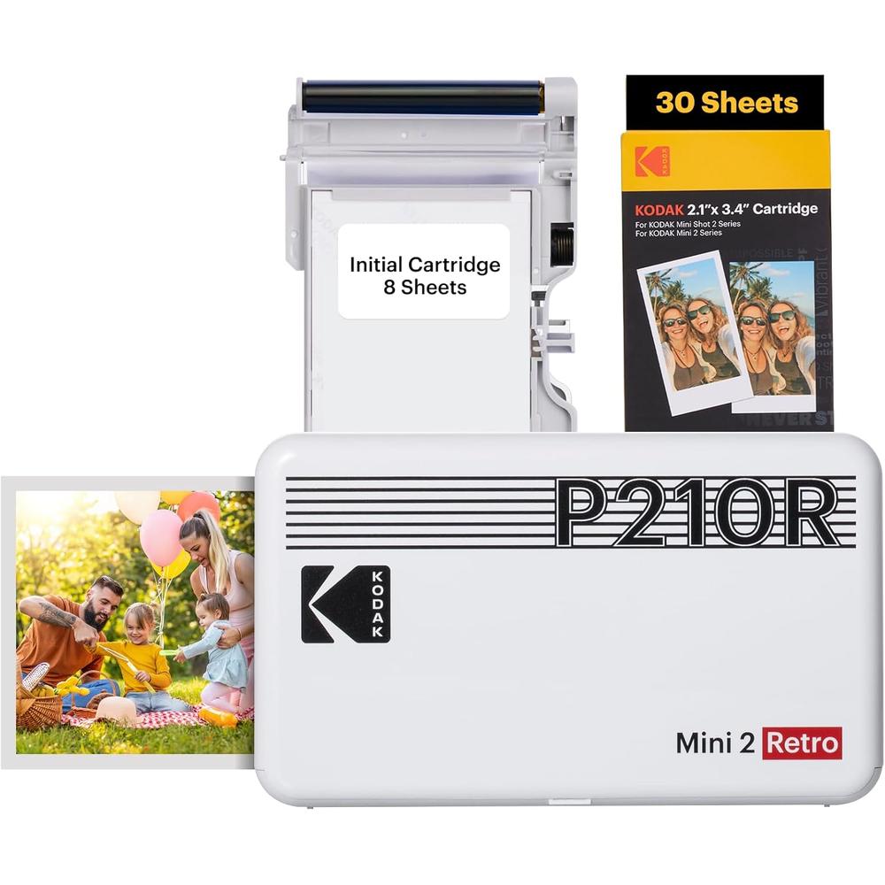IMPRESORA FOTOGRÁFICA PORTÁTIL CON HOJAS MINI 2 RETRO KODAK | BLANCO