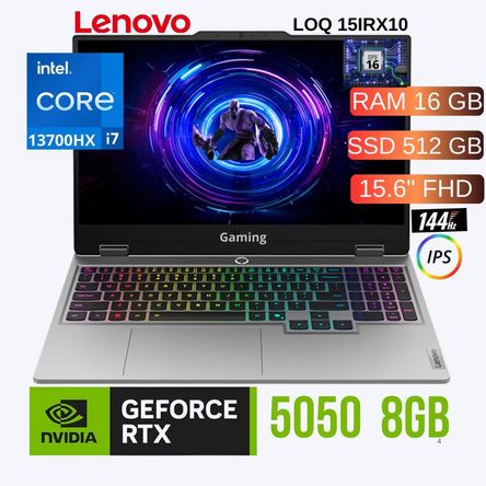Laptop Lenovo LOQ 15IRX10 Intel Core i7 13700HX Ram 16GB SSD 512GB RTX 5050 8GB. 15.6 83JE00Q8LM