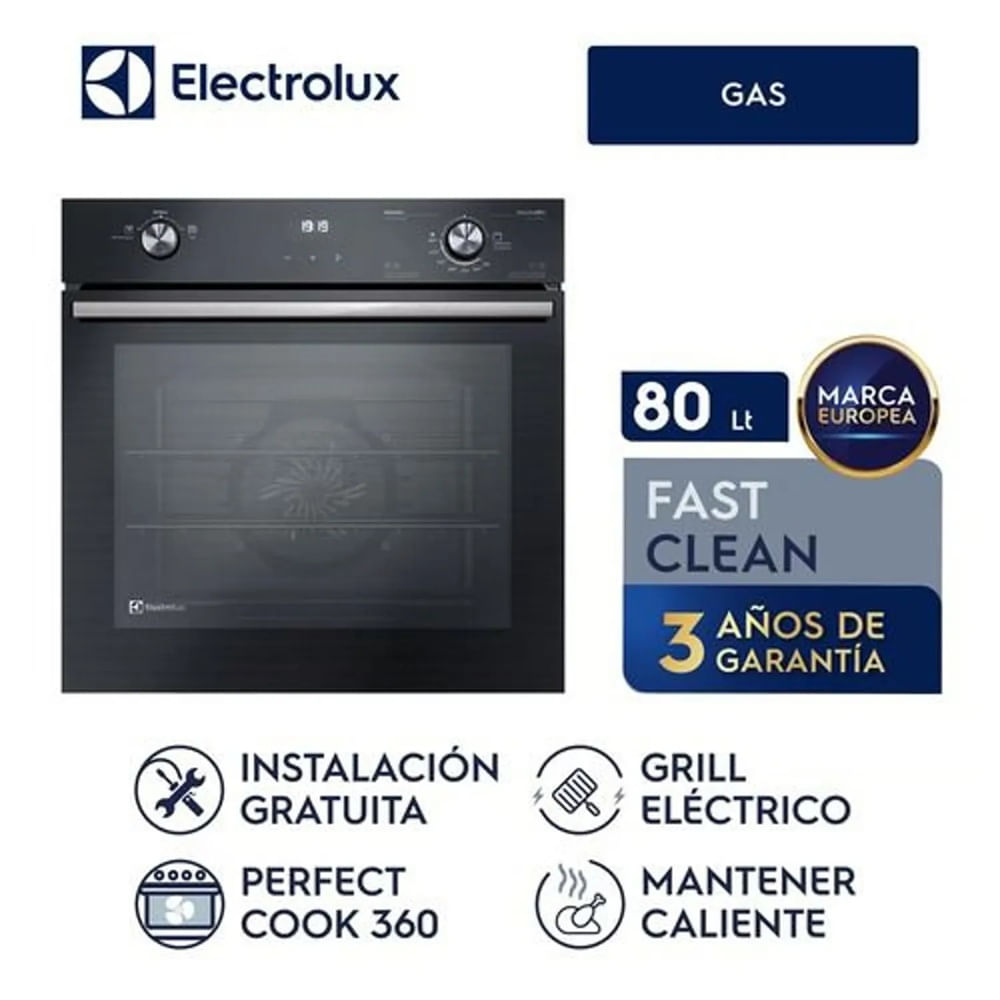 Horno Conveccion Empotrable a Gas Electrolux OE8GH 80 Lts Negro Horno Conveccion Empotrable a Gas Electrolux OE8GH 80 Lts Negro