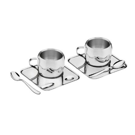 Juego de tazas TRAMONTINA para te o cappuccino 6 pz ace. inox. Juego de tazas TRAMONTINA para te o cappuccino 6 pz ace. inox.