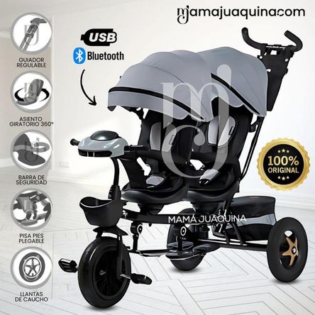 Triciclo Guiador Gemelar «TWIN RACE» Edición Limitada Gray