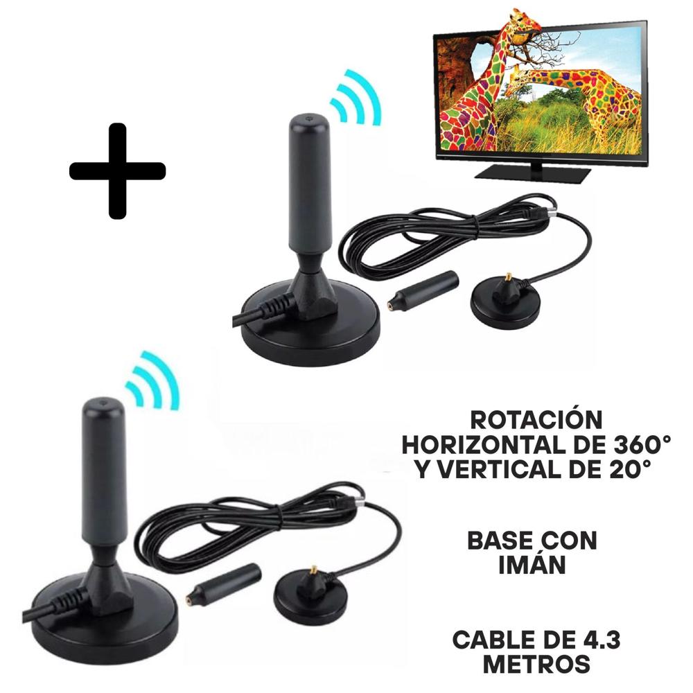 Pack 02 Antenas de televisión HDTV Señal digital HD Con Base de Imán