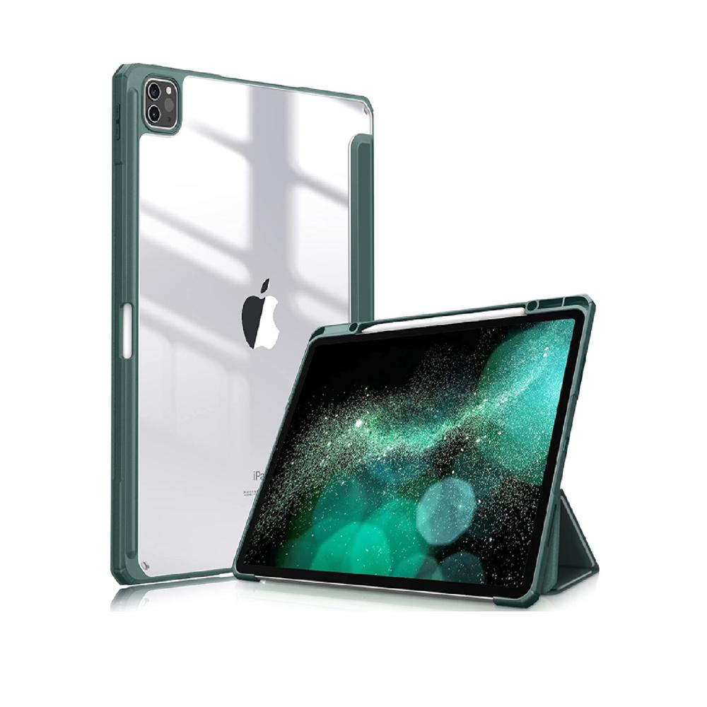 Smart Cover Ipad 10.2 Desmontable Imantada Tapa Transparente Verde Militar