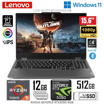 Laptop Lenovo Loq R5-7235Hs 12Gb Ram Ddr5 512Gb Ssd 6Gb Rtx 3050 15.6 Pulg Fhd Laptop Lenovo Loq R5-7235Hs 12Gb Ram Ddr5 512Gb Ssd 6Gb Rtx 3050 15.6 Pulg Fhd