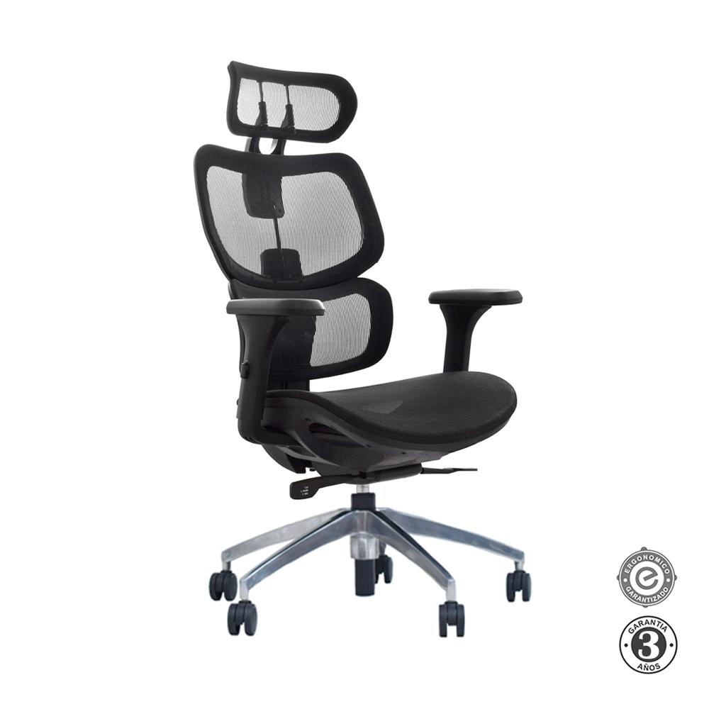 Silla Ergonómica Sam Presidente Aluminio Negro Althea Confort