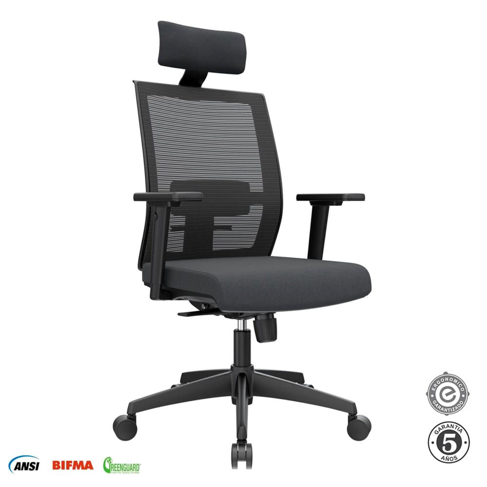 Silla Ergonómica Noha Presidente Nylon Negro Althea Confort