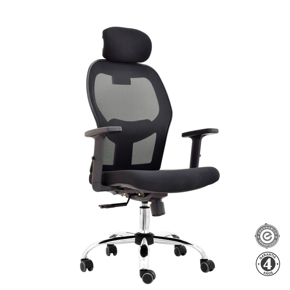 Silla Ergonómica Noruega Presidente Cromado Negro Althea Confort