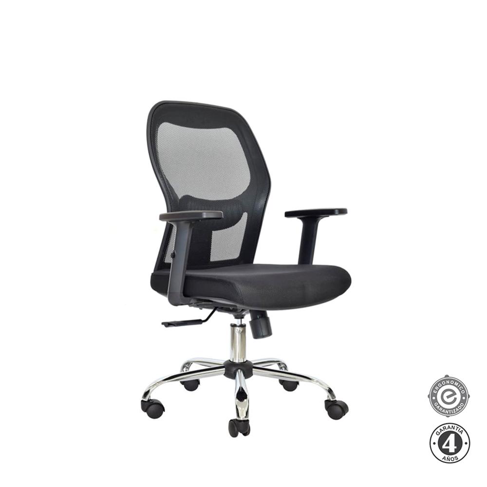Silla Ergonómica Noruega Gerente Cromado Negro Althea Confort