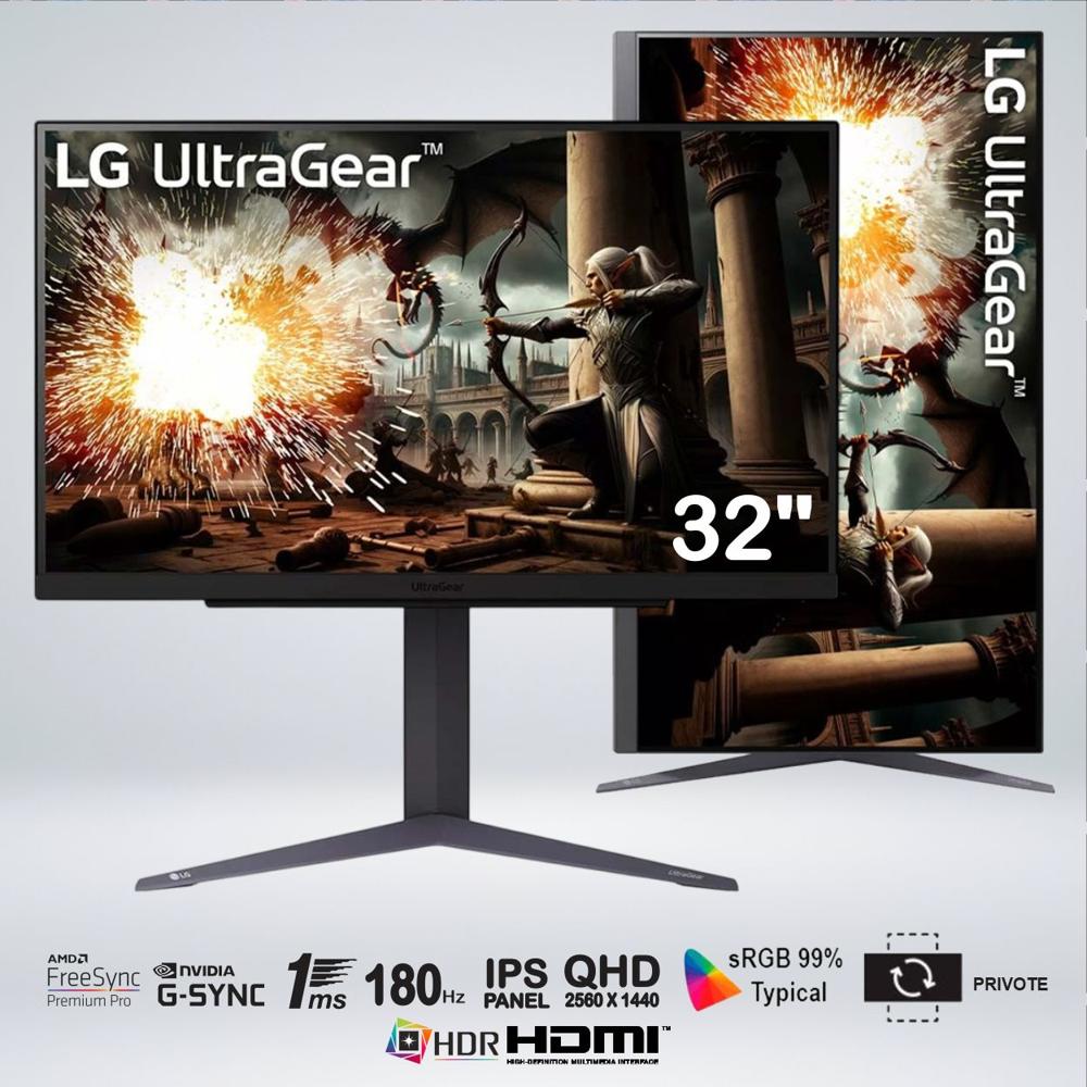 MONITOR GAMER ULTRAGEAR QHD 32 IPS 180HZ 1MS HDR400 32GS75Q-B
