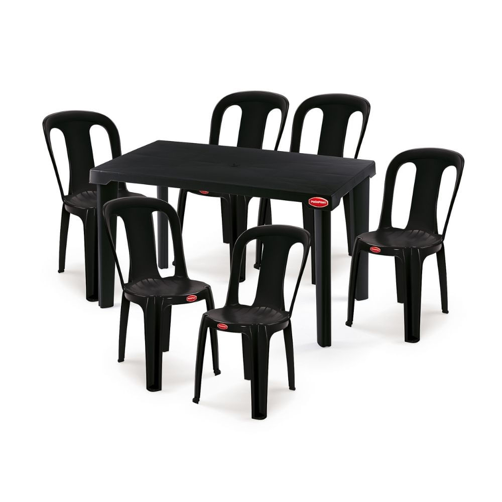 Set Super Mesa Gran Inca Rectangular Negra Polinplast