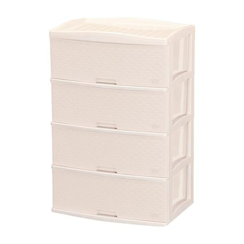 Comoda Kusi Ratan 4 Pisos Beige Humo Ckr11 Reyplast