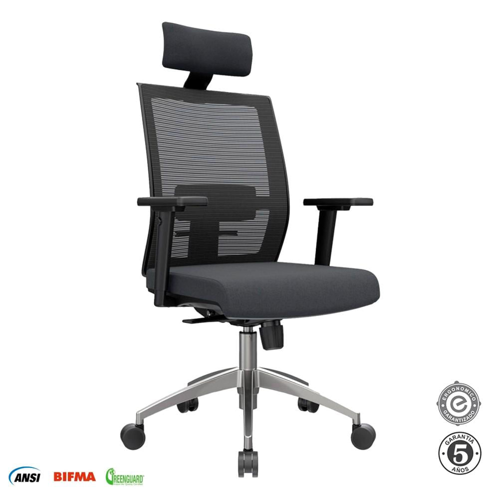 Silla Ergonómica Noha Presidente Aluminio Negro Althea Confort