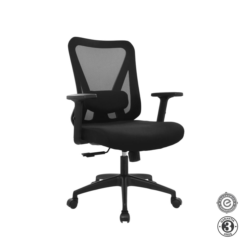 Silla Ergonómica Dolfin Syncro Brazos 3D Gerente Nylon Negro Althea Confort
