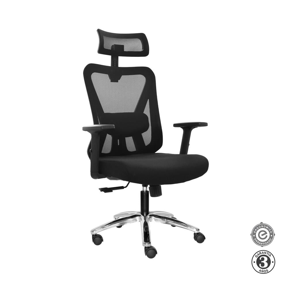 Silla Ergonómica Dolfin Syncro Brazos 3D Presidente Cromado Negro Althea Confort